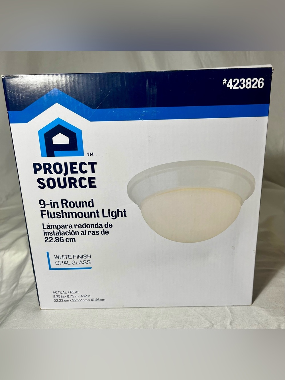 NIB! Project Source White 9-in Round Flushmount Light white finish opal glass